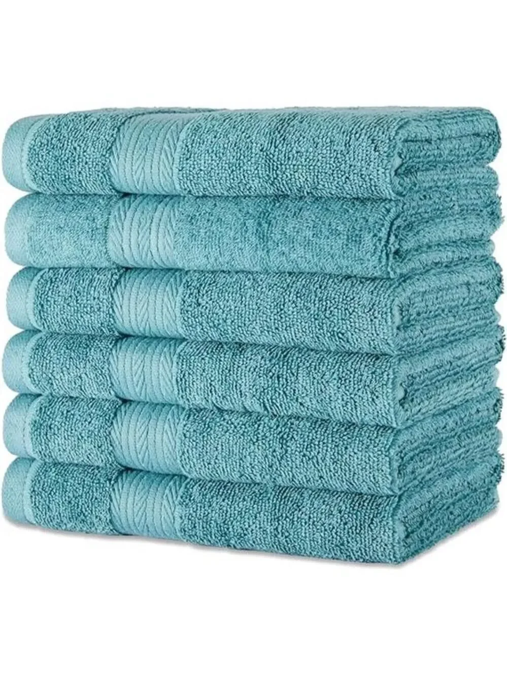 Cotton Hand Towels 6 Pack Fade Resistant Soft Absorbent Bath Kitchen Teal Green